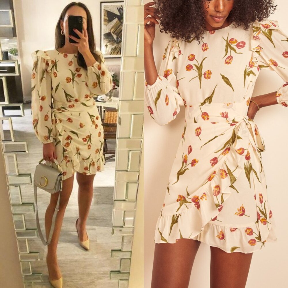 NWT Reformation Quest Floral Mini Dress in Bianca Size 2‎